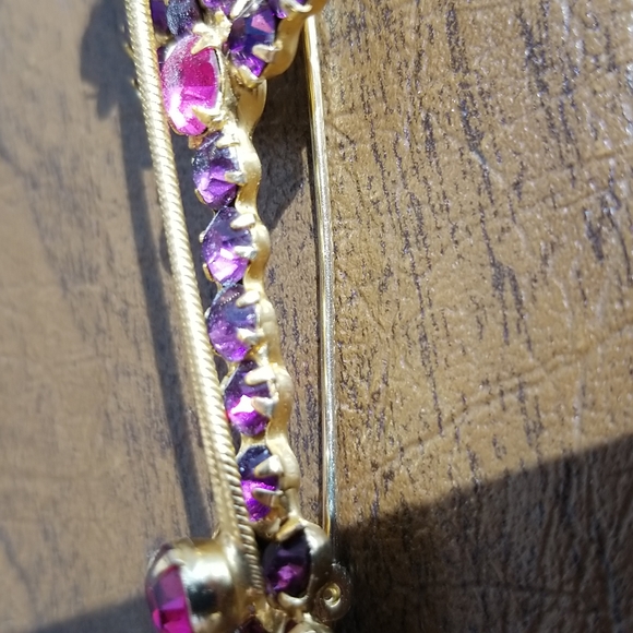 Vintage Rare Fantastic Juliana D&E Pink, Purple, AB Rhinestone Banjo Pin Brooch - Picture 6 of 14